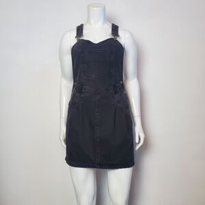 ASOS Black Denim Overall Mini Dress